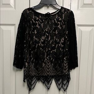 love, Fire Black Lace Blouse Medium